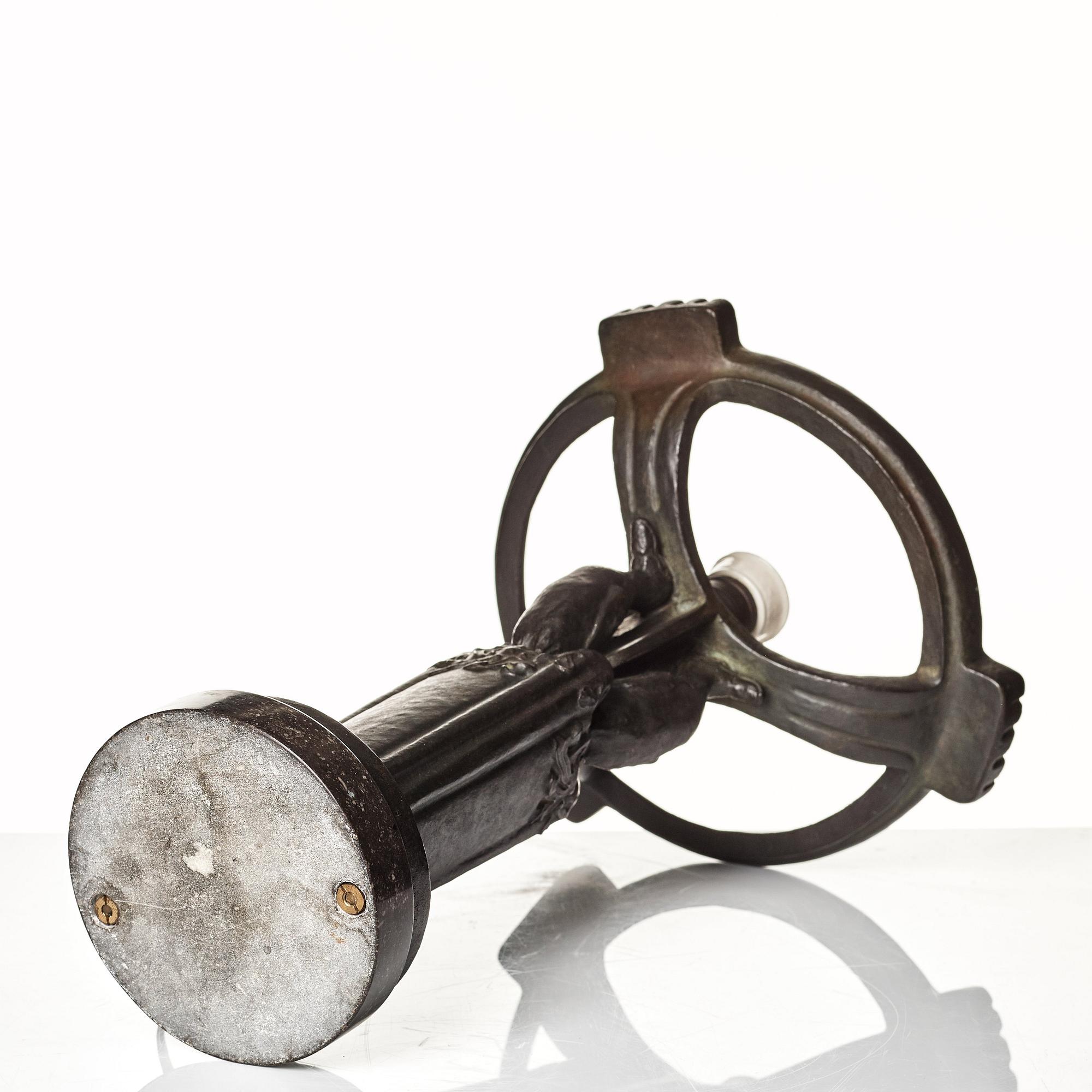 Emy Wahlström, an Art Nouveau bronze table lamp, Herman Bergman, Stockholm, early 1900's.