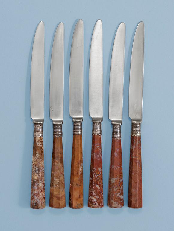 Six Baroque 18th Century knives.