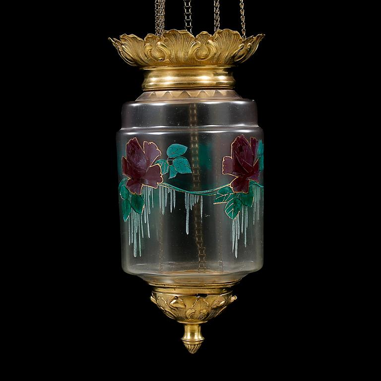 MÅNSKENSAMPEL, omkring år 1900. Höjd ca 90 cm inkl kedjor.