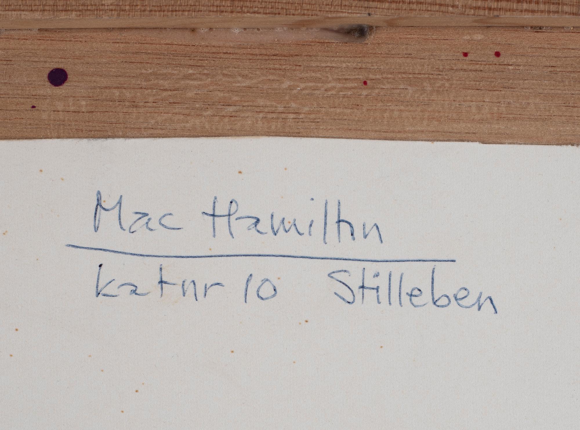 MAC HAMILTON, oil on paper laid down on panel, signed Mac Hamilton. Executed in 1987.