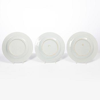 Tallrikar, sex stycken, kompaniporslin, Kina, Qingdynastin, Qianlong (1736-95).