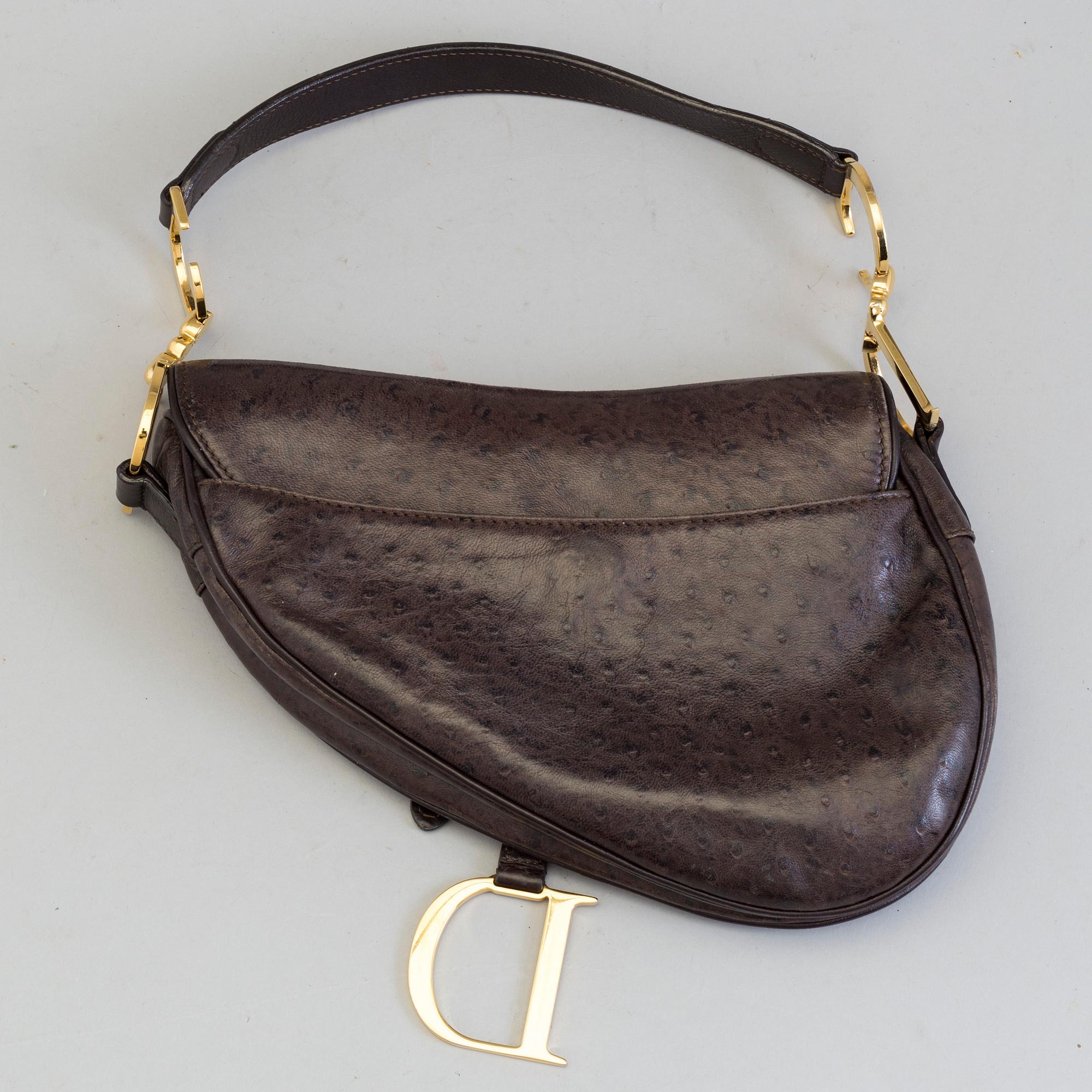 CHRISTIAN DIOR, a ostrich leather 'Sadle bag' handbag.