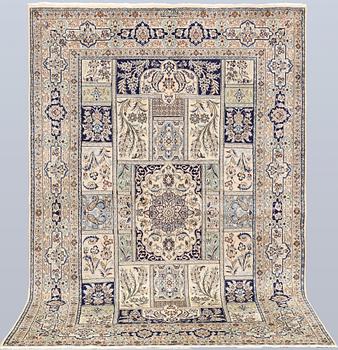 A part silk Naincarpet, so-called 6LAA, approx. 244 x 165 cm.