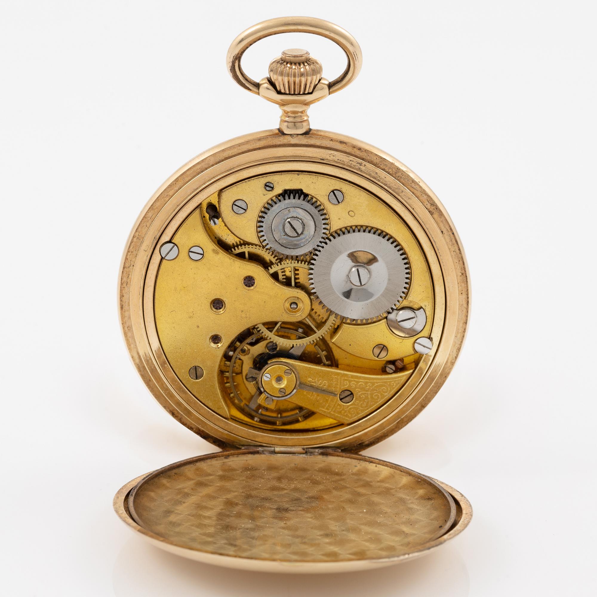 Pocket watch, Seeland, 14K gold, hunter, 51.5 mm.