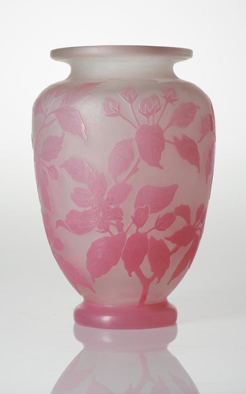 A Karl Lindeberg Art Nouveau cameo glass vase, Kosta.