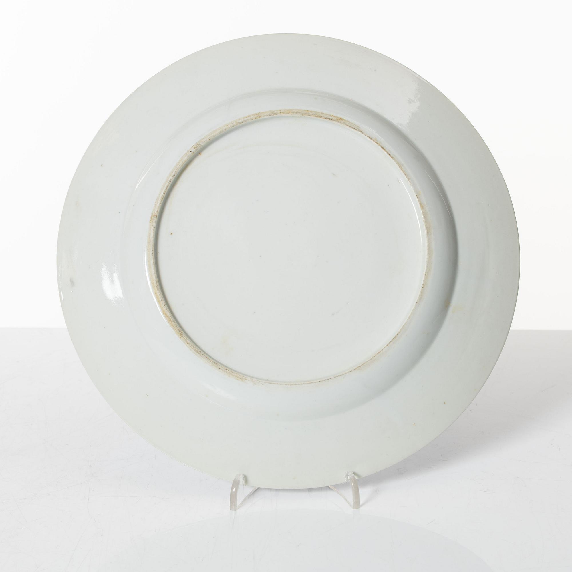 A group of nine Chinese blue and white export porcelain plates, Qing dynasty, 18th and 19th century.