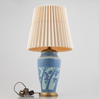 Josef Ekberg, a 'Sgrafitto' creamware table lamp, Gustavsberg, early 20th Century.