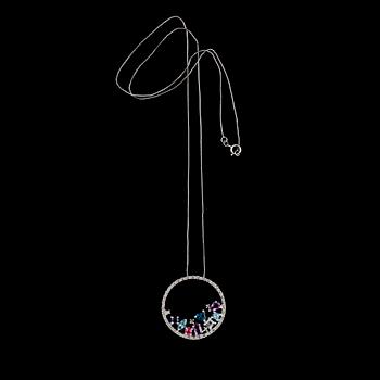 HÄNGE, 14 k guld, olikfärgade topaser, briljantslipade diamanter tot ca 0.12 ct.