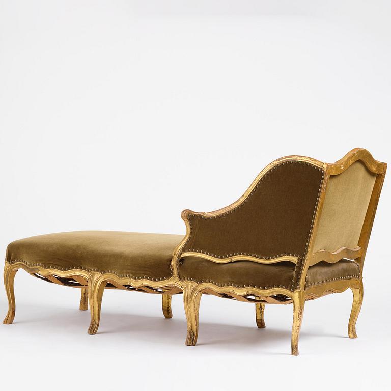 A French Louis Xv giltwood lit de repos, later part 18th century.