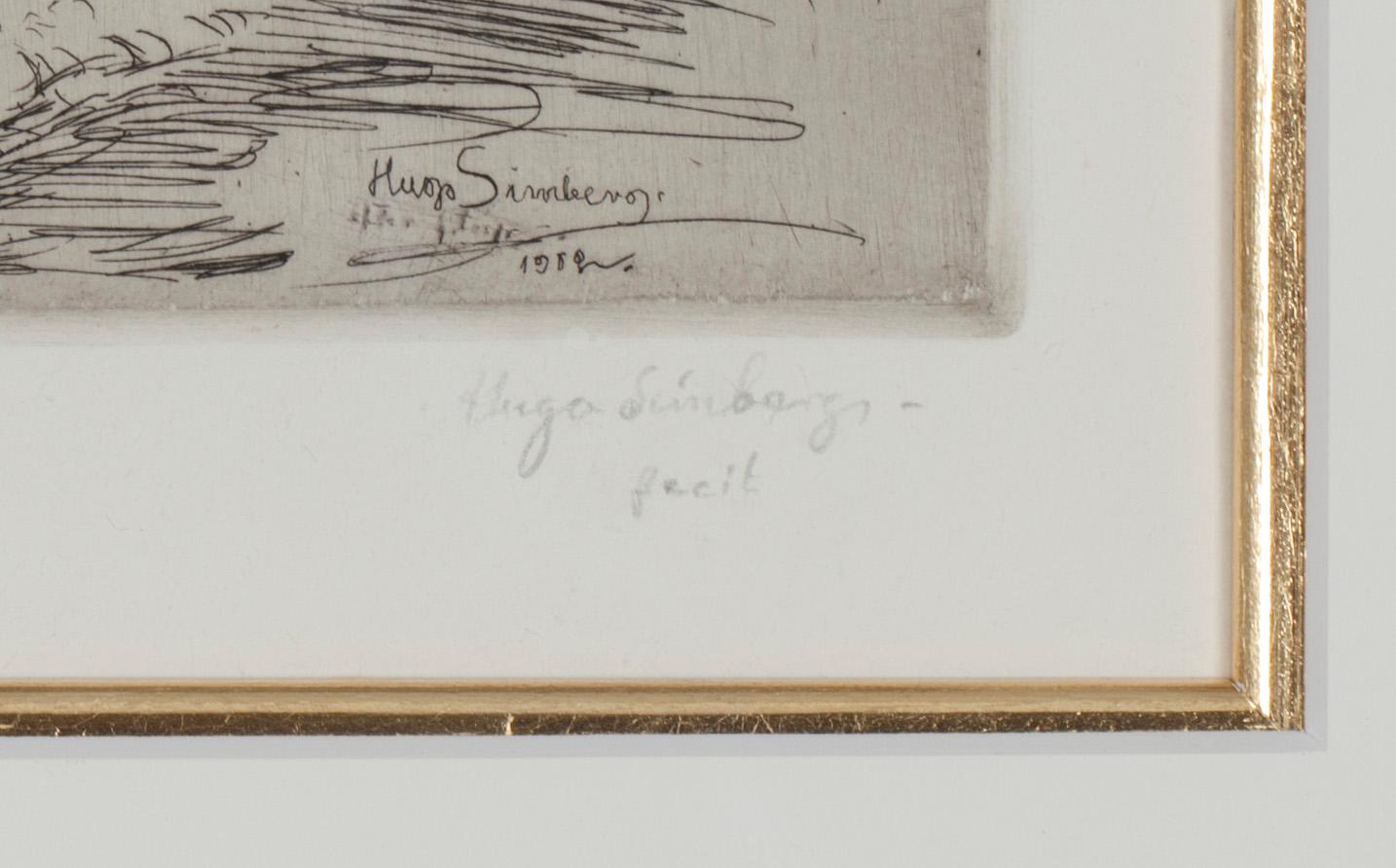 HUGO SIMBERG, etsning, sign. fecit.