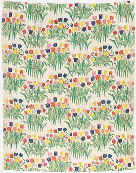 Josef Frank, gardiner, ett par, samt gardinkappor, 3 st, "Tulpan", Svenskt Tenn.