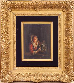 OKÄND KONSTNÄR, olja på pannå, bär monogramsignatur. Holland, 17/1800-tal.