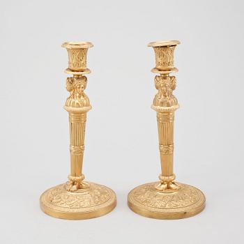 LJUSSTAKAR, ett par, senempire-stil, 1800/1900-tal.