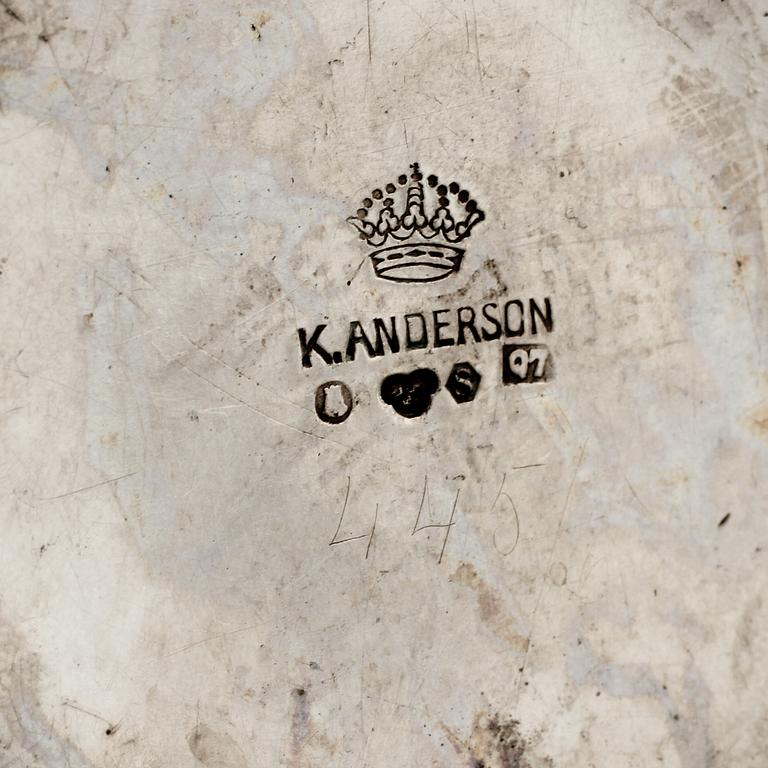 DOSA MED LOCK och SKÅL, 2 delar, silver, bla. K Anderson, 1900-talets första hälft. Vikt 279 g.