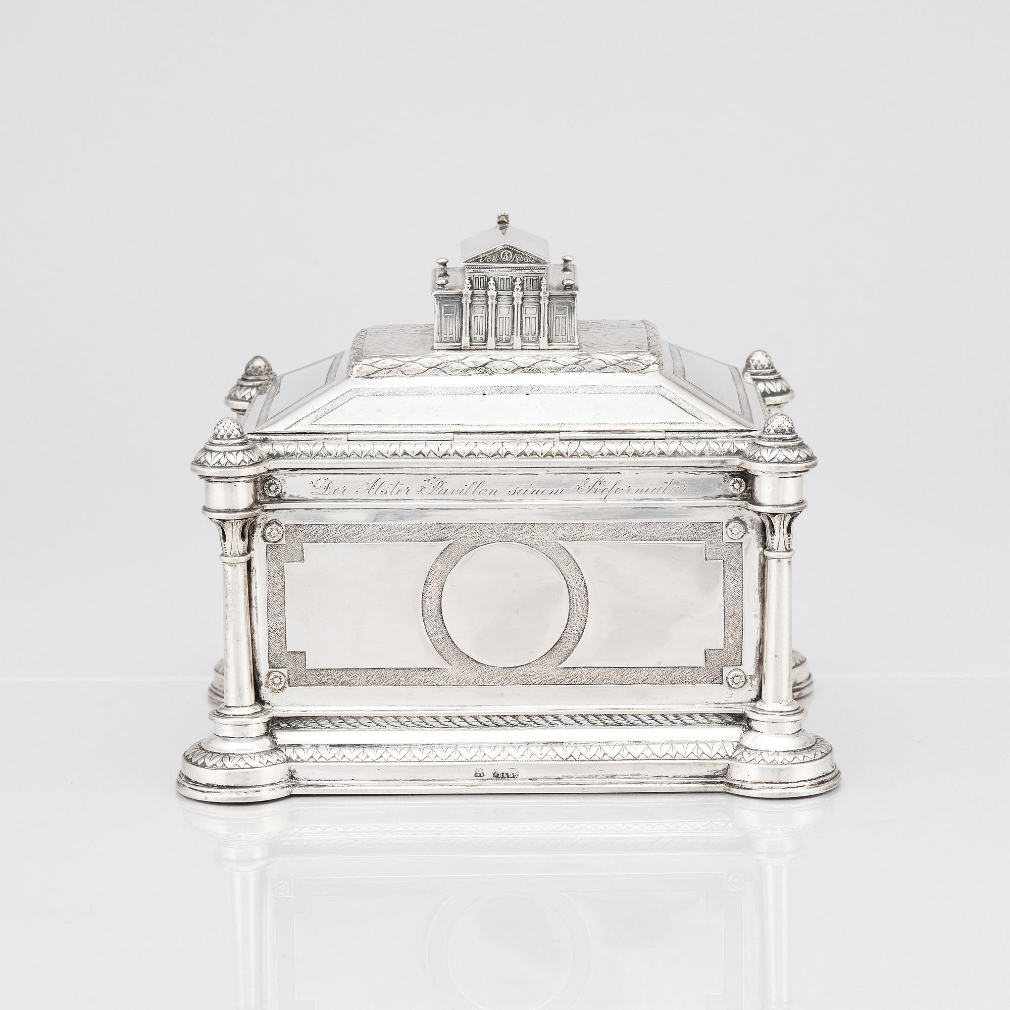 Brahmfeld & Gutruf, smyckeskrin, silver, mitten 1800-talet, Hamburg.