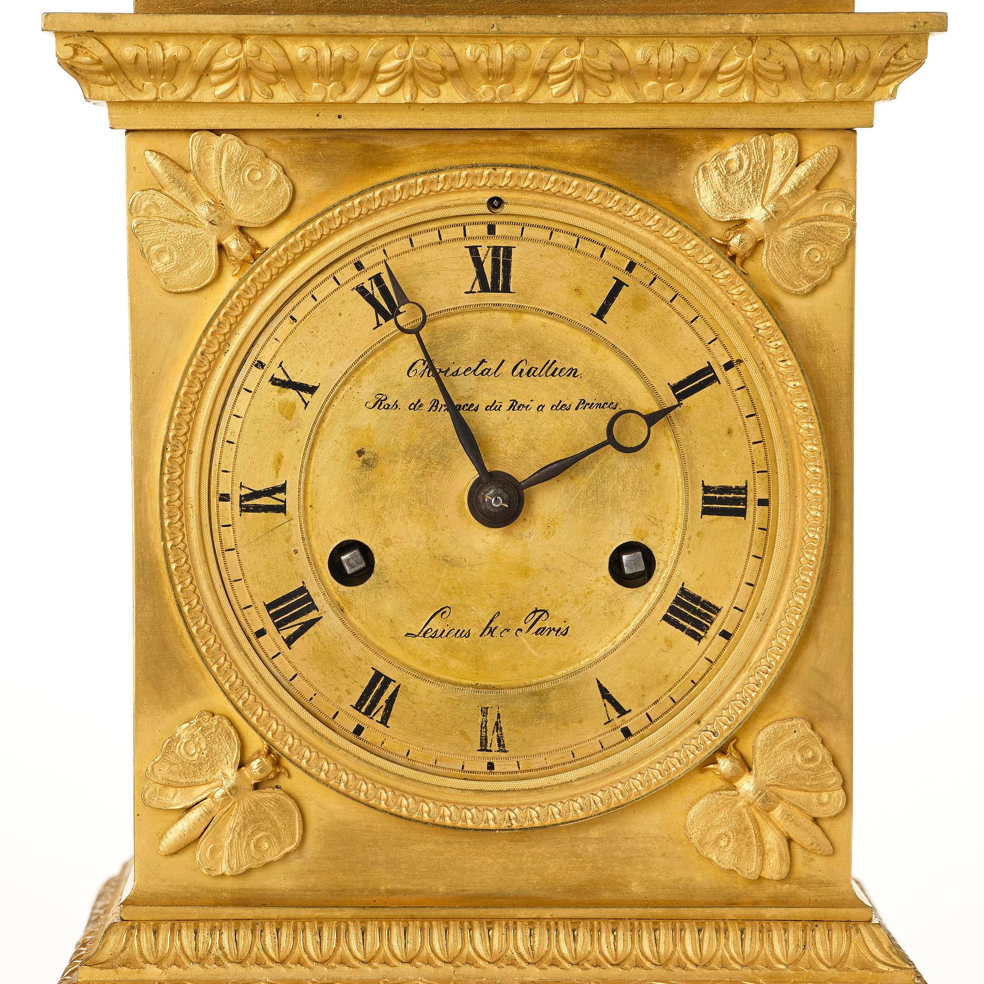 A French Empire ormolu mantel clock by Louis-Isidore Choiselat (master in Paris 1813-47).