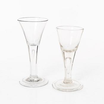Six glass items, 18th-19th Century.