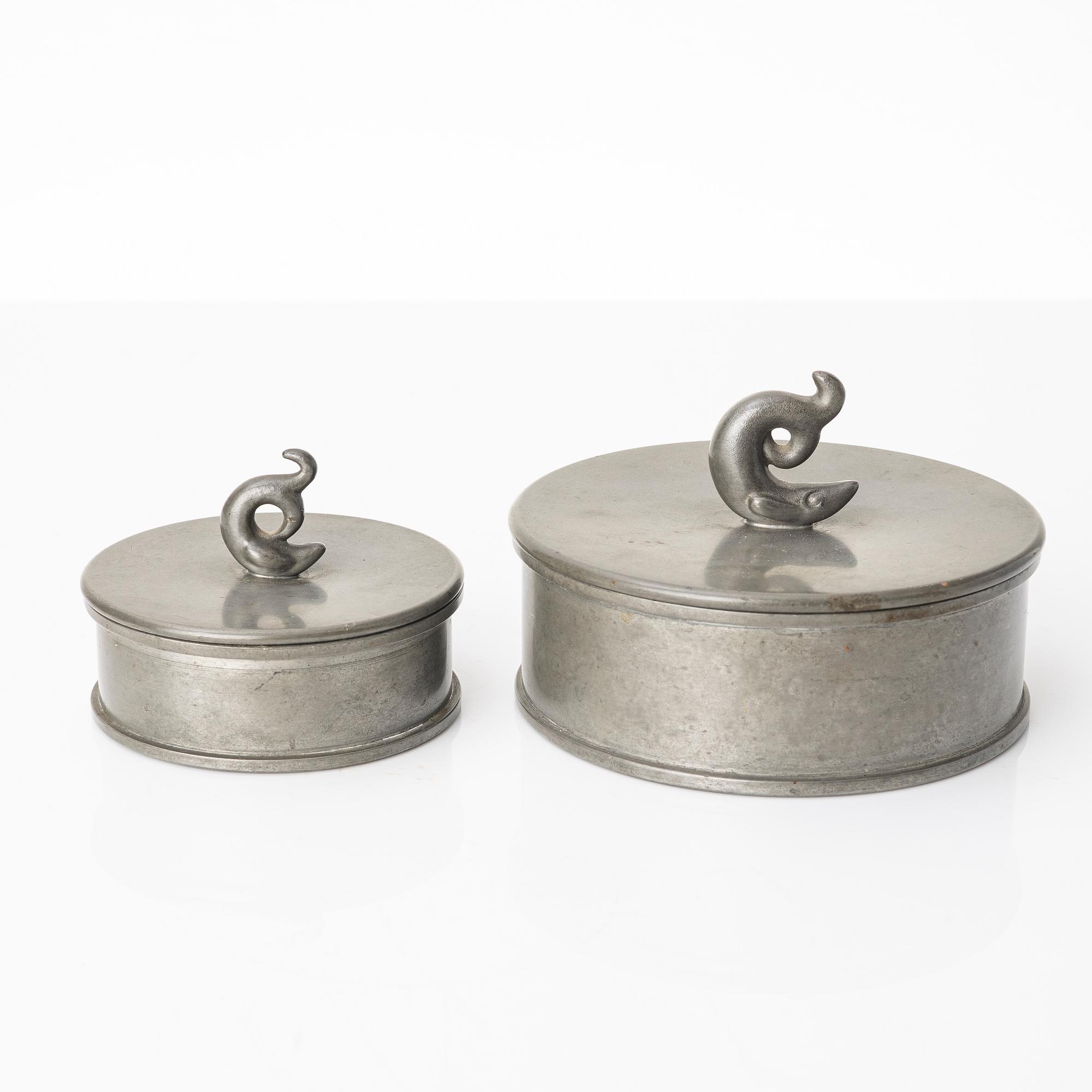 Jars with lids, 2 pcs, Firma Svenskt Tenn, Stockholm, Sweden, 1932.