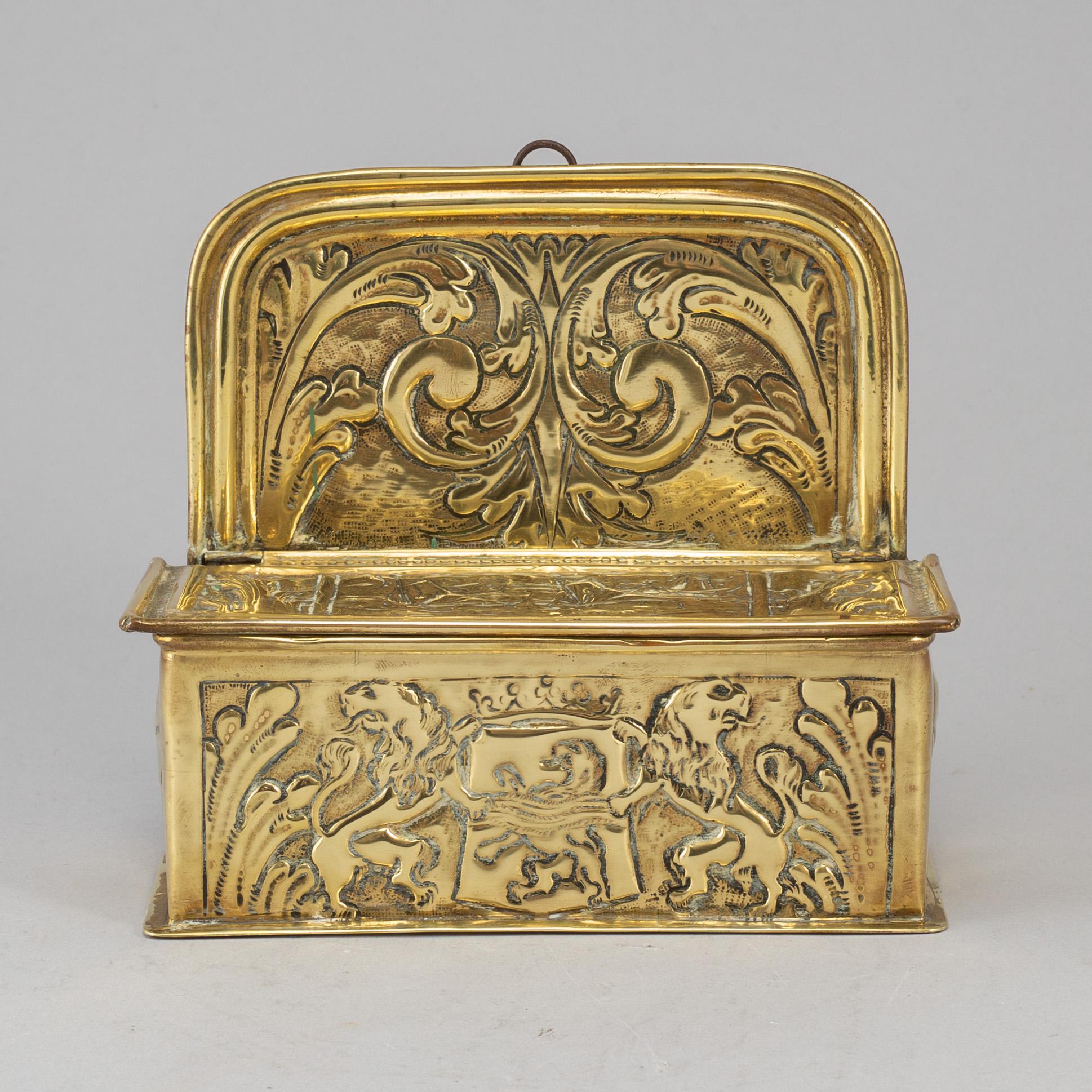 A 19th century brass wall box.