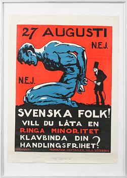 Seven posters from Propaganda centralen N.E.J, Gothenburg, printed at A Lindgren & Sons in 1922.