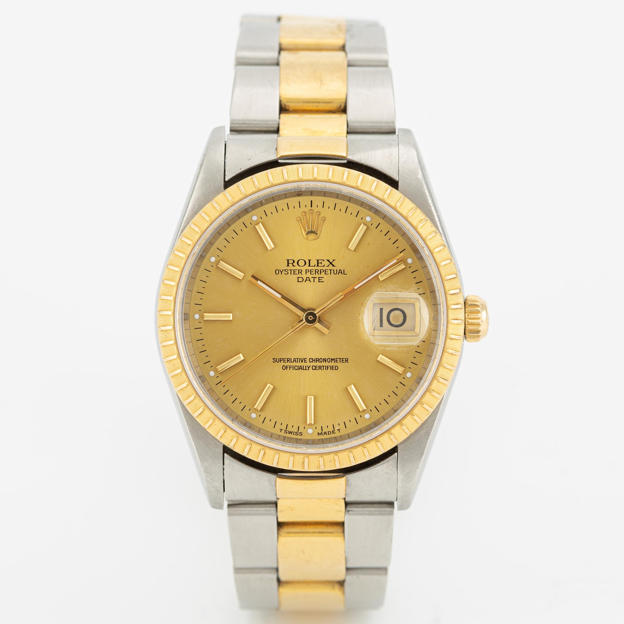 Rolex, Oyster Perpetual, Date, wristwatch, 34 mm.