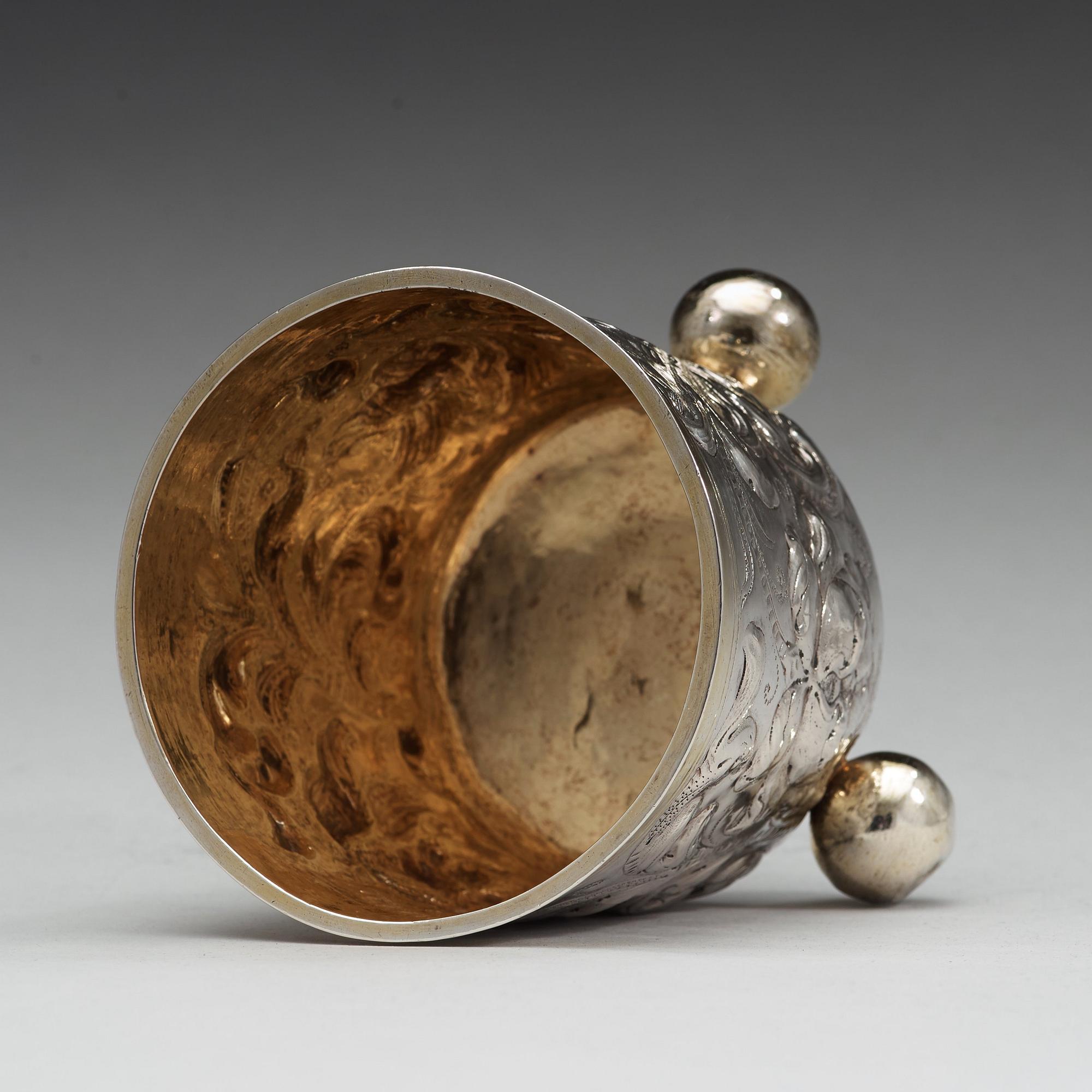 A Swedish 17th century parcel-gilt beaker, mark of Johan Wefwer (Linköping 1672-1705).