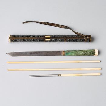 A travelling set with knife and chopsticks, Qing dynasty (1664-1912).