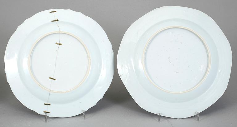 TALLRIKAR, 9 st, porslin, Qianlong, Kina 1700-tal.