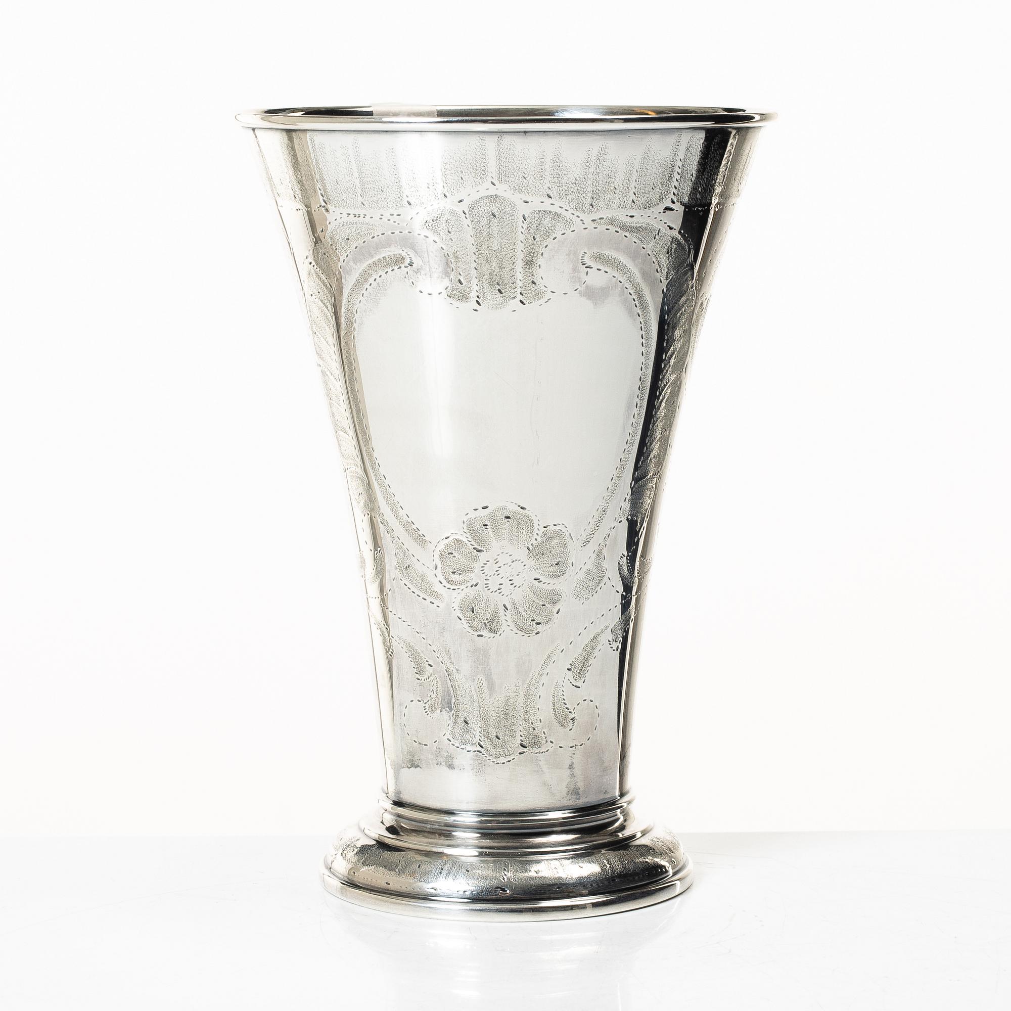 C.G. Hallberg, CG Hallberg, a sterling silver vase, Stockholm, 1961.
