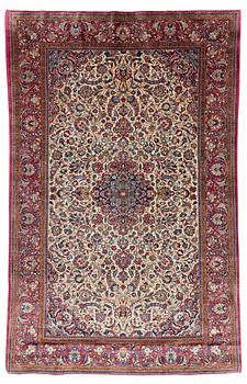 385. An antique silk Kashan rug, ca ca 200 x 124 cm.