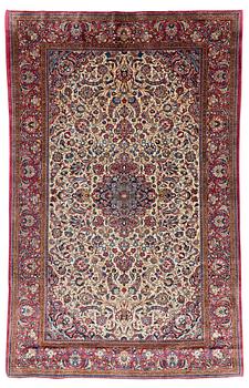 An antique silk Kashan rug, ca ca 200 x 124 cm.