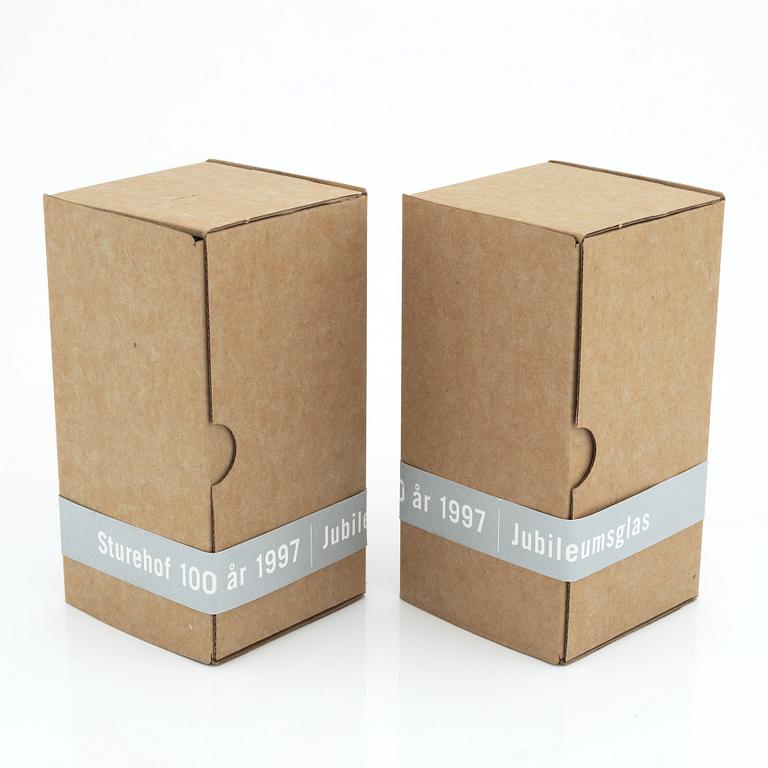 Jonas Bohlin, snapsglas ett par, numrerade, Rejmyre, 1997.