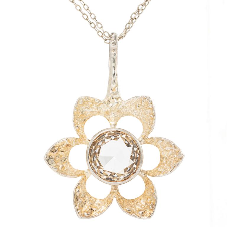 Theresia Hvorslev, Pendant, silver with faceted rock crystal, Lidköping 1972.