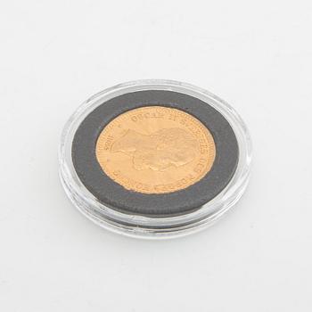 Gold coin Sweden, Oscar II 20 kr, 1884.