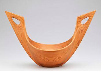 ÖLBÅT / SKÅL, trä, Johnny Mattsson, Gävle, 1950-tal, monogramsign.