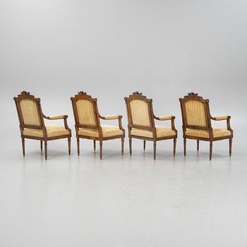Four Louis XVI style armchairs first part of the 20th Century.