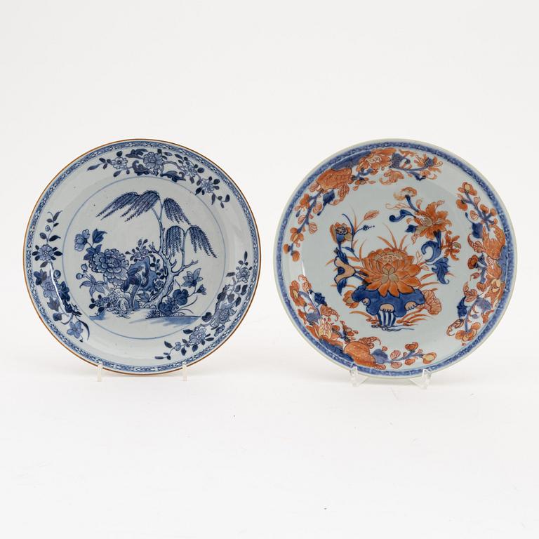 Two Chinese blue, white and iron red dishes, Qing dynsaty, Qianlong (1736-95).