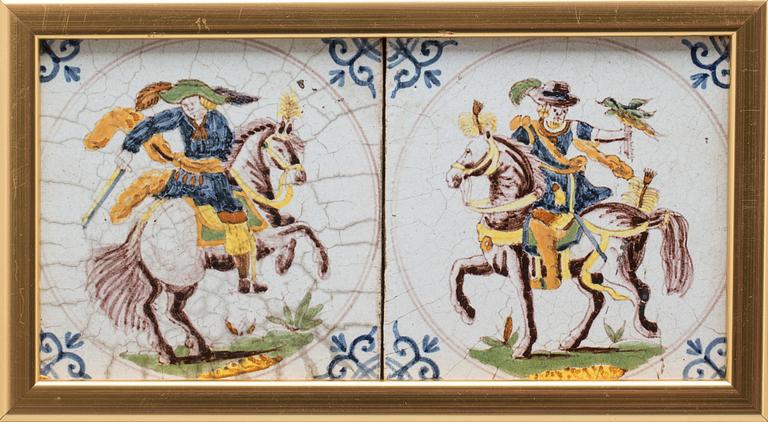 KAKELPLATTOR/FLIS, FAJANS, 7 ST, DELFT, 1700-TAL.