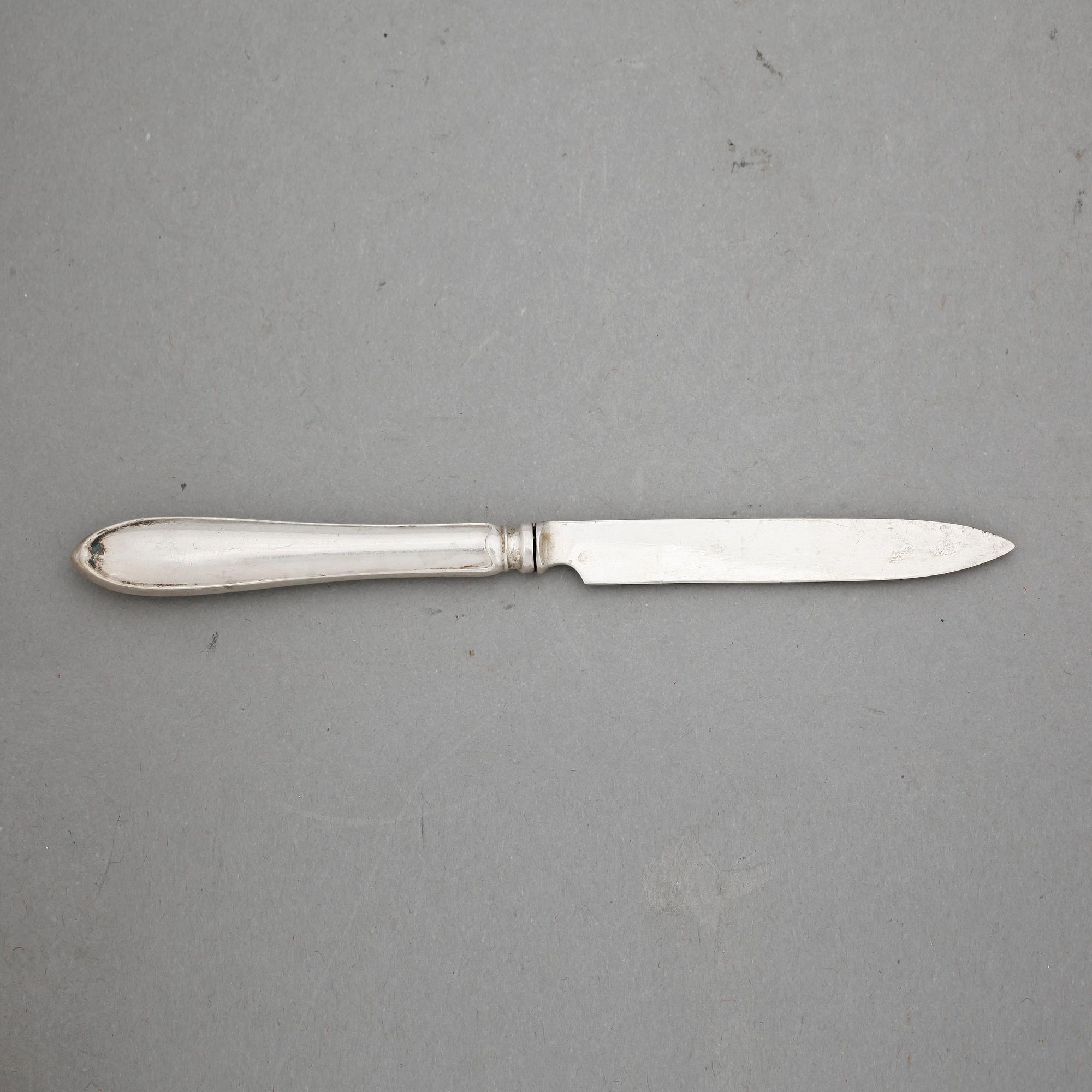 FRUKTKNIVAR, 12 delar, silver, C G Hallberg, 1916. Totalvikt ca 404 gram.