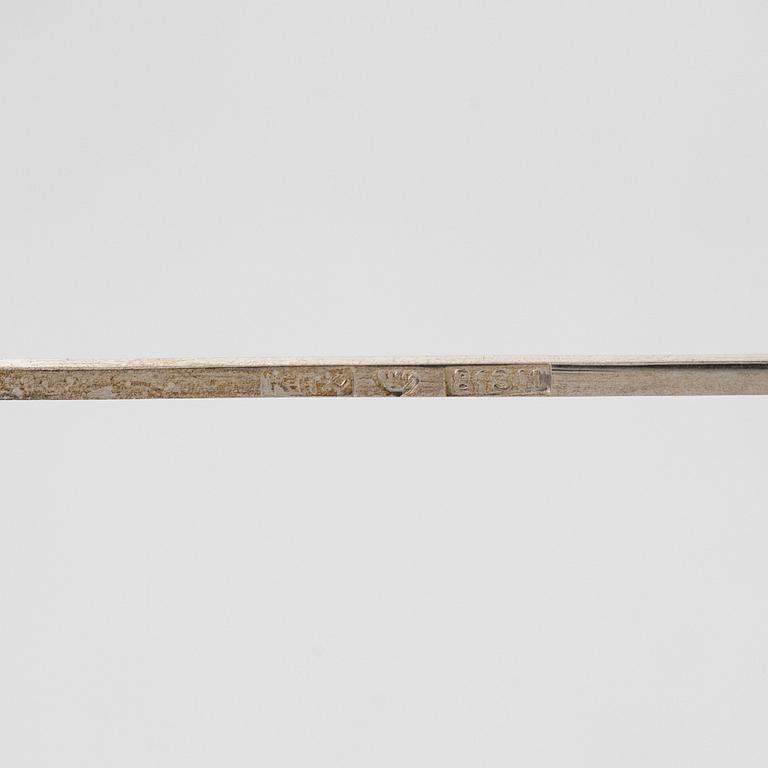 A set of 12 silver glass coasters, Auran Kultaseppä Oy Turku 1935 and 1983, and cocktail sticks, 12 pcs silver.