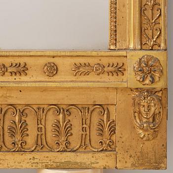A late Gustavian giltwood mirror, Stockolm circa 1800.