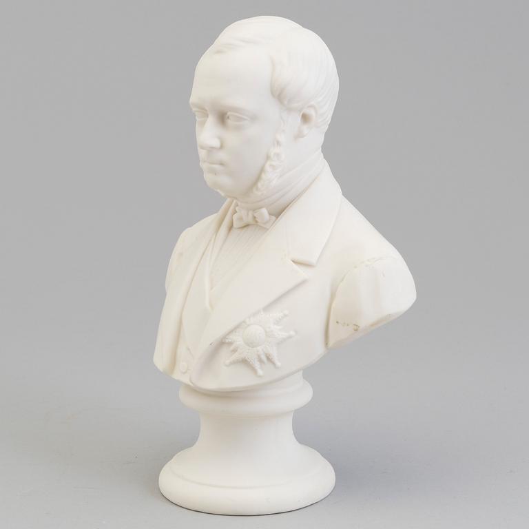 A bisquit sculpture bust of 'Louis de Geer', Gustafsberg, 1870's.