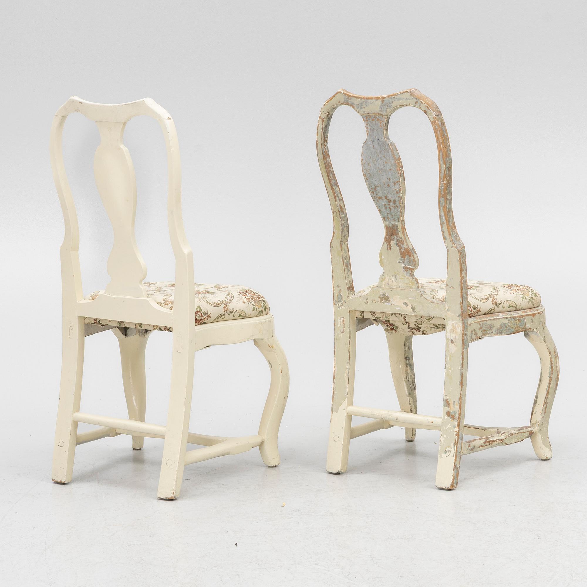 Rokoko, A pair of mid-18th century Rococo chairs.
