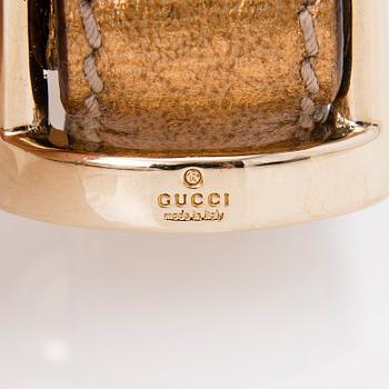 A Gold Leather Hasler Horsebit Hobo Bag.