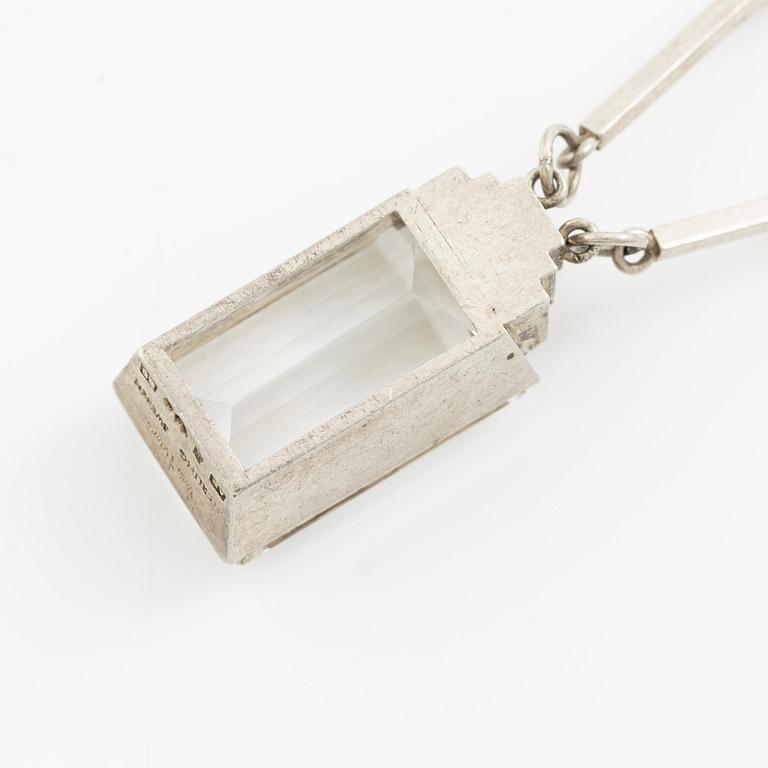 Wiwen Nilsson, a pendant, sterling silver with faceted rock crystal, Lund 1943.