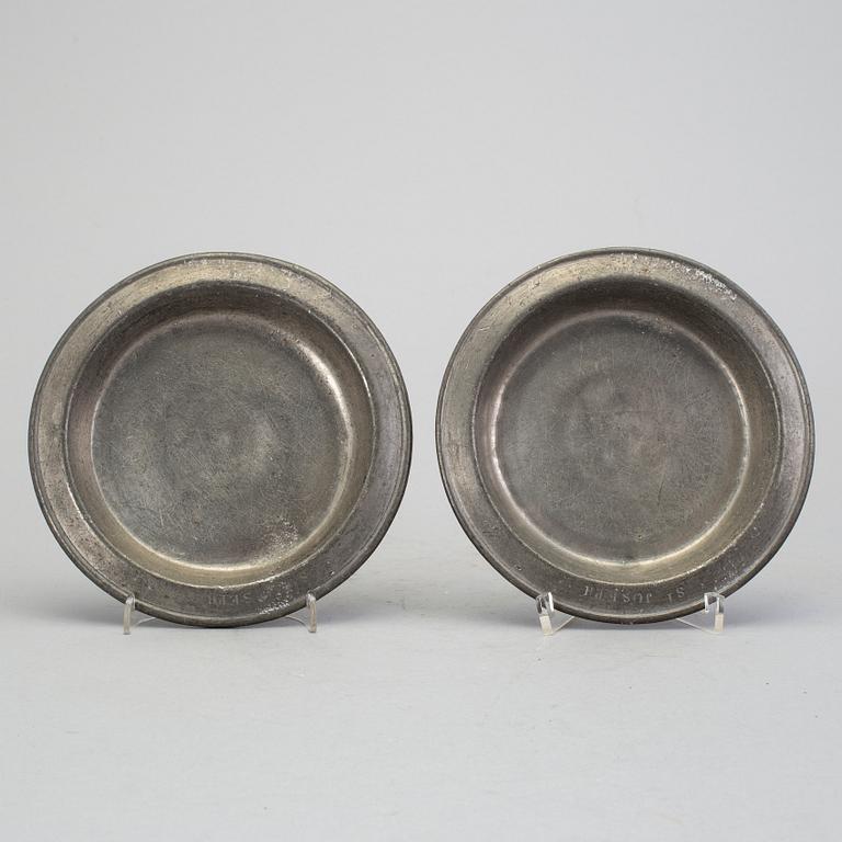 A set of ten tin plates, early 19th century.