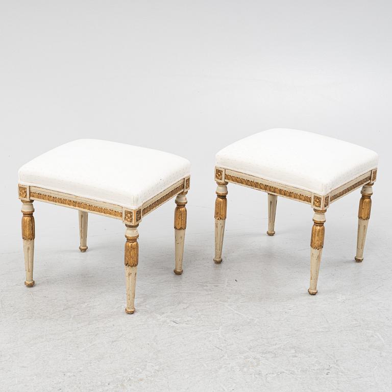 Taburetter, ett par, Gustaviansk stil, 1800-talets andra hälft.
