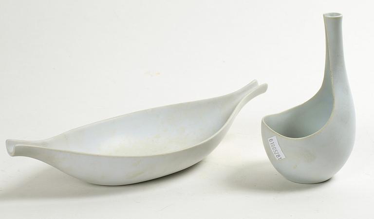 SKÅL SAMT SKÅLFAT, stengods, "Pungo", Stig Lindberg, Gustavsberg 1950-60-tal.