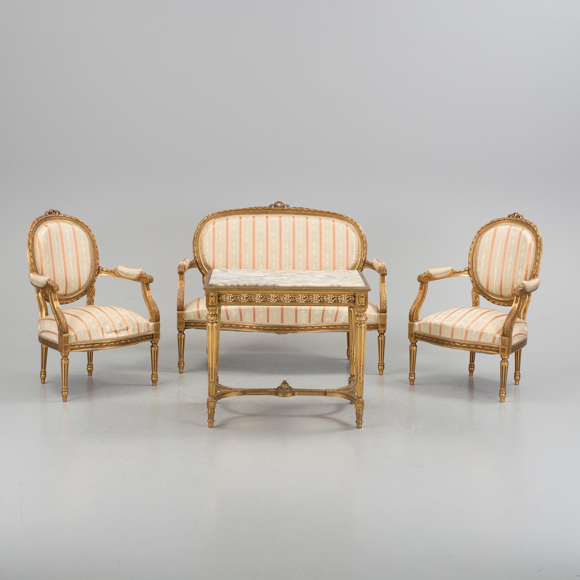 SALONGSGRUPP, 4 delar, Gustaviansk stil, 1900-talets början.