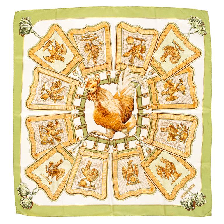 HERMÈS, silk scarf, "Les Coqs d'Or".